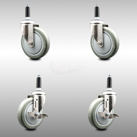 Service Caster 5 Inch 316SS Gray Poly Swivel 3/4 Inch Expanding Stem Caster Brake SCC, 2PK SCC-SS316EX20S514-PPUB-2-TLB-2-34